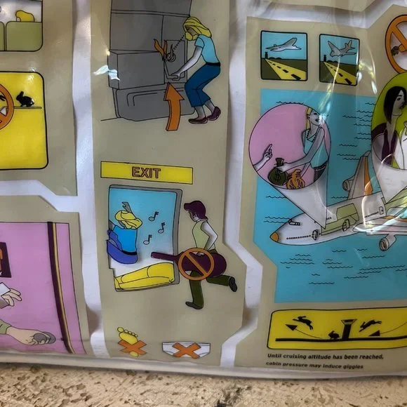 Vinyl Funny Comic Travel Bag Carry on ! Some Flaws but GUC ! MoMA Art - Picture 11 of 16